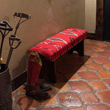 Red & White Southwest Blanket Bench