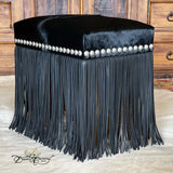 Jet Black Cowhide + Fringe Vanity