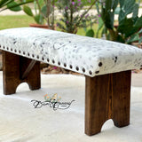 Grey & White Spotted Cowhide Bench