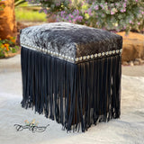 B&W Cowhide & Fringe Vanity