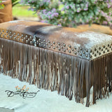 Copper Roan Cowhide & Fringe Bench