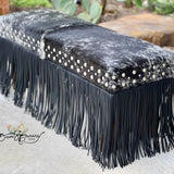 Black & White Cowhide & Fringe Bench