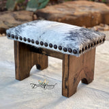 Grey & White Cowhide Step Stool