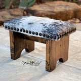 Grey & White Cowhide Step Stool