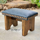 Navy Leather Step Stool