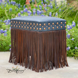 Navy Leather + Fringe Vanity