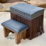 Navy Leather + Fringe Vanity