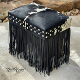 Black & White Cowhide & Fringe Vanity