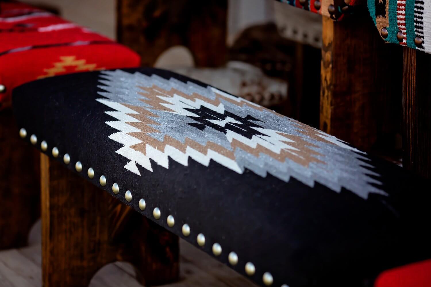 Black & White Aztec Bench – Desert Canary