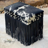 Black & White Cowhide & Fringe Vanity