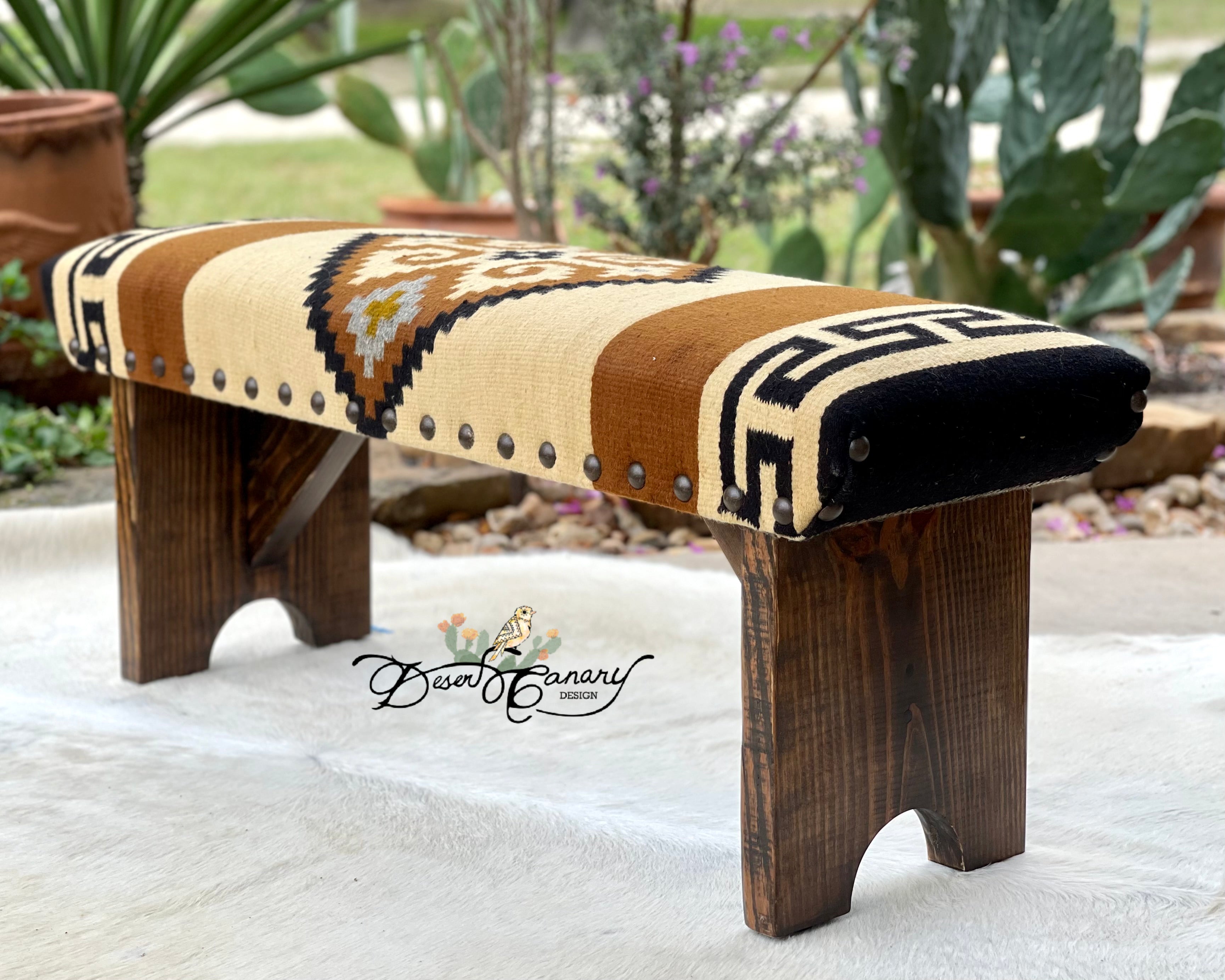 Vintage Southwestern Rug Bench – Desert Canary