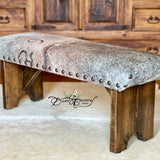 Branded Texas Longhorn Cowhide Bench