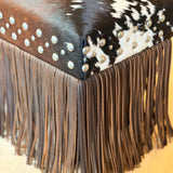 Texas Longhorn Cowhide & Fringe Bench