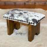 Grey & White Cowhide Step Stool