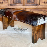 Texas Longhorn Cowhide Bench
