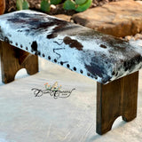 Branded Texas Longhorn Cowhide Bench