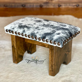 Grey & White Cowhide Step Stool