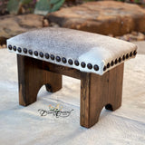 Grey & White Cowhide Step Stool