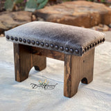 Grey & White Cowhide Step Stool