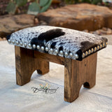 Grey & White Cowhide Step Stool