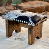 Grey & White Cowhide Step Stool