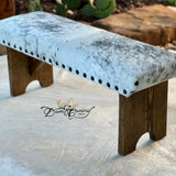 Branded Grey Roan Cowhide Bench