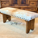 Texas Longhorn Cowhide Bench