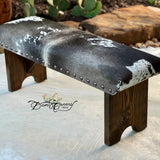 Grey & White Spotted Cowhide Bench