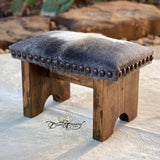 Grey & White Cowhide Step Stool